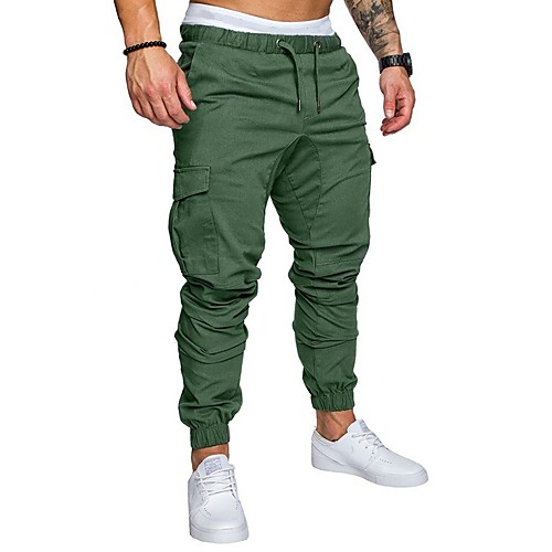 

Hiking Pants Men's Basic Plus Size Daily wfh Sweatpants / Cargo Pants - Solid Colored Spring Fall Navy Blue Khaki Light gray XXL XXXL XXXXL