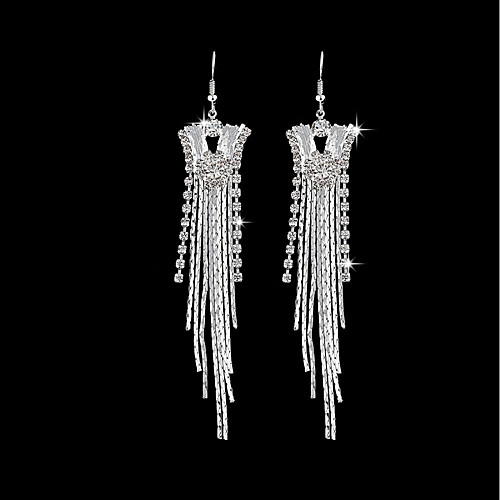 

Women's Crystal Drop Earrings Tassel Elegant Earrings Jewelry Silver For Wedding Party