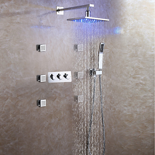 

Shower Faucet - Contemporary Chrome Wall Mounted Ceramic Valve / Brass
