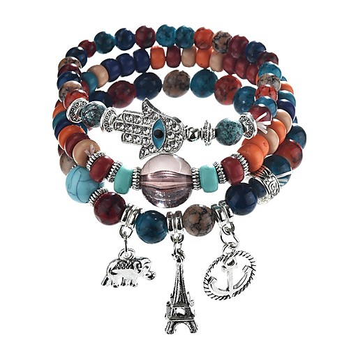

Bead Bracelet Stack Elephant Ladies Bohemian Boho Resin Bracelet Jewelry White / Black / Red For Gift Daily