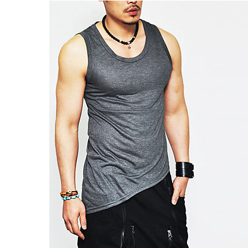 

Men's Tank Top Solid Colored Plus Size Basic Sleeveless Daily Tops Cotton Active Black Gray