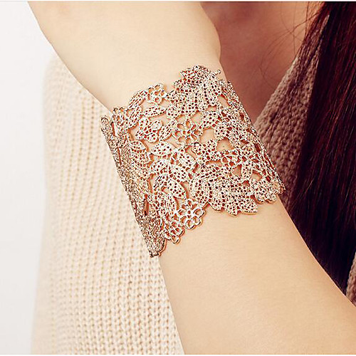 

Women's Bracelet Bangles Wide Bangle Hollow Statement Ladies Vintage Oversized Italian Metal Bracelet Jewelry Gold / Silver For Date Street