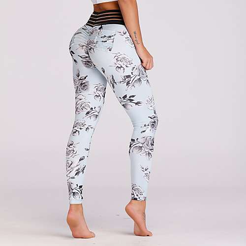 

Women's Daily Going out Sexy Sporty Basic Legging Floral Print High Waist Gray S M L