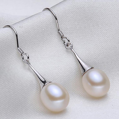 

Women's Pearl Freshwater Pearl Drop Earrings Long Simple Fashion Elegant S925 Sterling Silver Freshwater Pearl Earrings Jewelry White For Party Gift