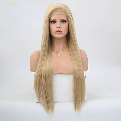 

Synthetic Lace Front Wig Straight Side Part Lace Front Wig Blonde Long Honey Blonde / Bleached Blonde Synthetic Hair 18-24 inch Women's Adjustable Heat Resistant Party Blonde