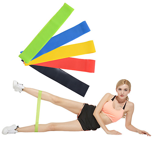 

Exercise Resistance Bands 5 pcs Sports Emulsion Yoga Fitness Gym Workout Calories Burned Non Toxic Stretchy Strength Training Physical Therapy For Home Office