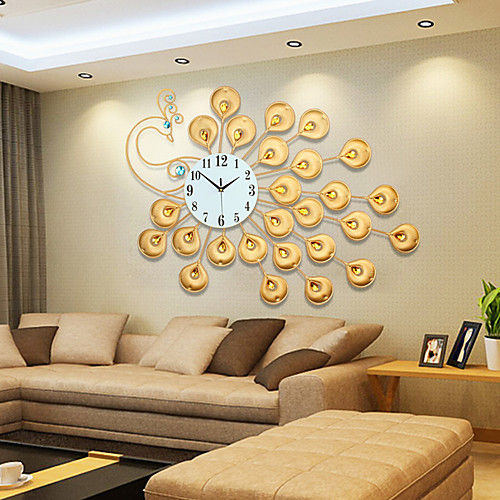 

Modern Style Creative Golden Super Big Peacock Mute Wall Clock