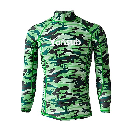 

YON SUB Men's Rash Guard Sun Shirt Swim Shirt Quick Dry UPF50 Long Sleeve Surfing Beach Watersports Camo / Camouflage Summer / Stretchy