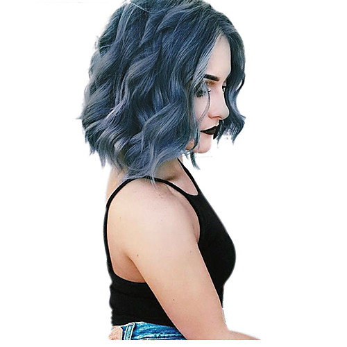 

Synthetic Wig Wavy Bob Pixie Cut Wig Short Sky Blue Synthetic Hair Women's New Arrival Hot Sale African American Wig Blue