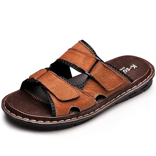 

Men's Comfort Shoes Cowhide Summer / Fall Classic / Vintage Sandals Breathable Black / Brown