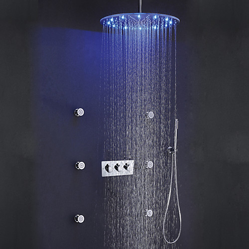 

Shower Faucet - Contemporary Chrome / Brushed Shower System Ceramic Valve / Brass