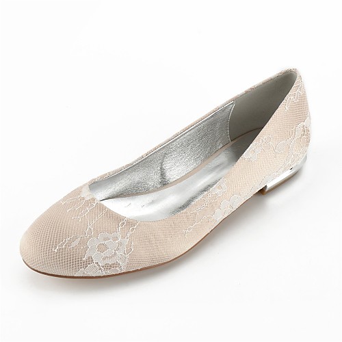 

Women's Wedding Shoes Plus Size Flat Heel Round Toe Wedding Flats Comfort Ballerina Wedding Party & Evening Lace Sparkling Glitter White Champagne Ivory