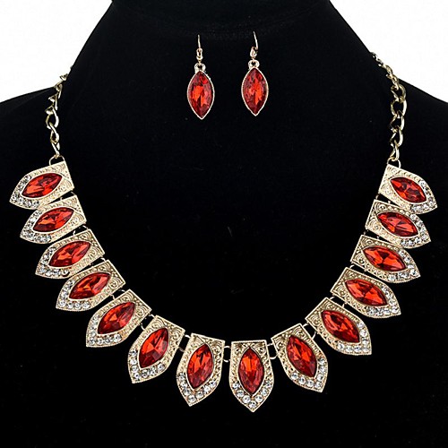 

Women's Crystal Choker Necklace Geometrical Drop Ladies Vintage Fashion Oversized Earrings Jewelry Black / White / Purple For Evening Party Street