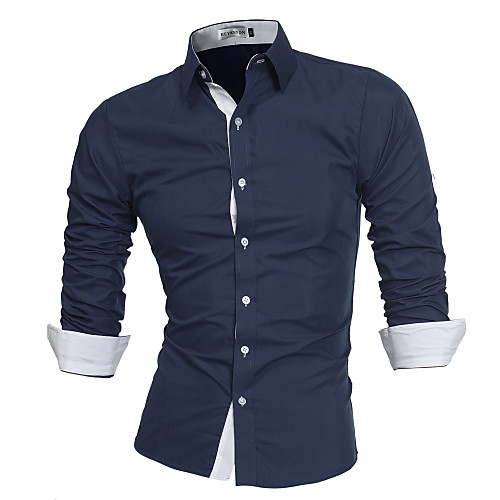 

Men's Plus Size Solid Colored Slim Shirt Business Basic Daily Work White / Black / Blue / Red / Navy Blue