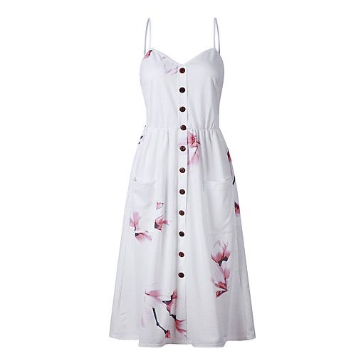 

Women's Strap Dress Midi Dress White Black Blue Red Blushing Pink Green Navy Blue Light Blue Sleeveless Dusty Rose Color Block Geometric Backless Print Summer Basic S M L XL XXL 3XL