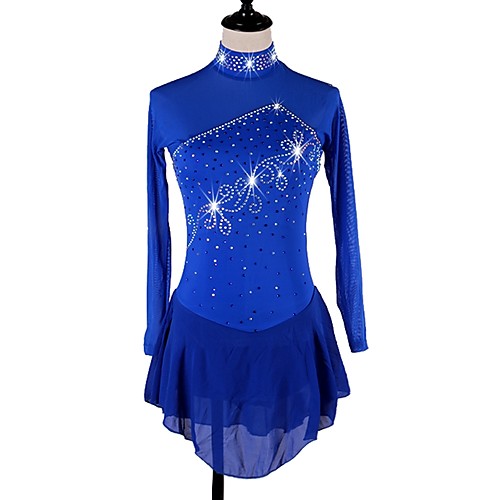 

Figure Skating Dress Women's Ice Skating Dress Royal Blue Stretchy Training Competition Skating Wear Quick Dry Anatomic Design Classic Long Sleeve Ice Skating Outdoor Exercise Figure Skating / Kid's