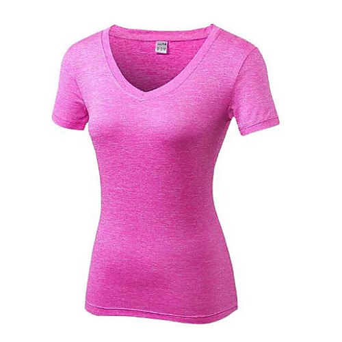 

Women's Short Sleeve V Neck Compression Shirt Running Shirt Tee Tshirt Base Layer Top Athletic Summer Spandex Fast Dry Breathability Lightweight Yoga Fitness Gym Workout Exercise Sportswear Fuchsia