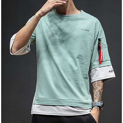 

Men's T shirt Geometric Print Short Sleeve Daily Tops Basic White Black Blue