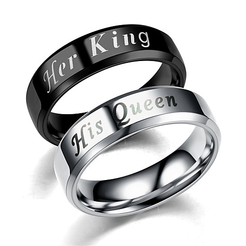 

Men Women Couple Rings Matching Black Silver Steel Stainless Metal Relationship Ladies Simple Boyfriend 6 7 8 9 / Band Ring