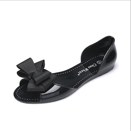 

Women's Flats Flat Heel Open Toe PVC Leather / Leatherette Comfort Summer Red / Blue / Almond