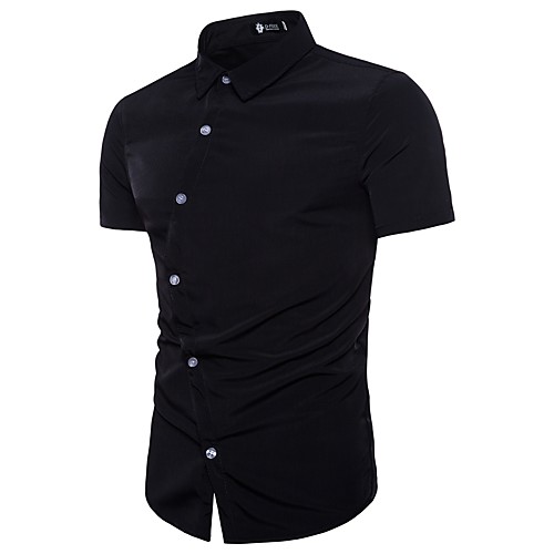 

Men's Shirt Solid Colored Short Sleeve Daily Tops Cotton Streetwear Exaggerated White Black Red