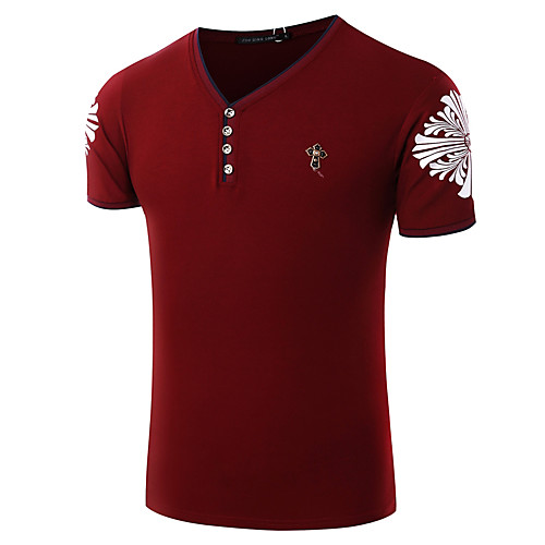 

Men's T shirt Color Block Short Sleeve Daily Tops Cotton Basic White Wine Royal Blue