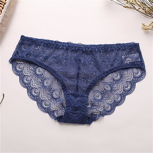 

Women's Lace Seamless Panty - Normal, Solid Colored Low Rise White Black Wine M L XL