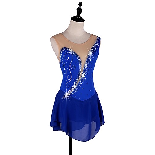 

Figure Skating Dress Women's Girls' Ice Skating Dress Royal Blue Stretch Yarn Stretchy Training Competition Skating Wear Quick Dry Anatomic Design Classic Sleeveless Ice Skating Outdoor Exercise