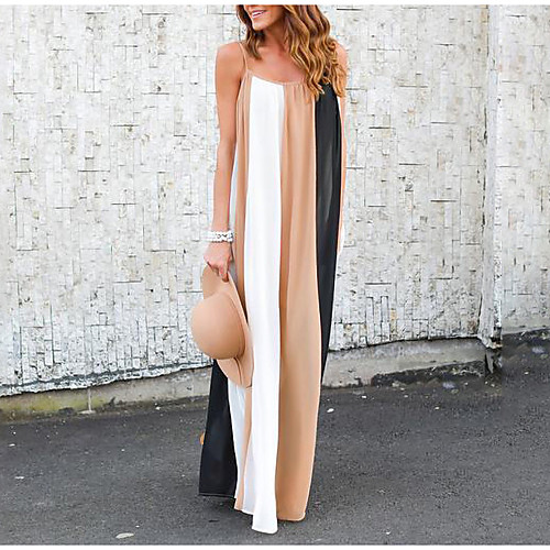 

Women's Swing Dress Maxi long Dress Blue Khaki Sleeveless Striped Summer Boho Going out Beach Loose Striped S M L XL / Sexy