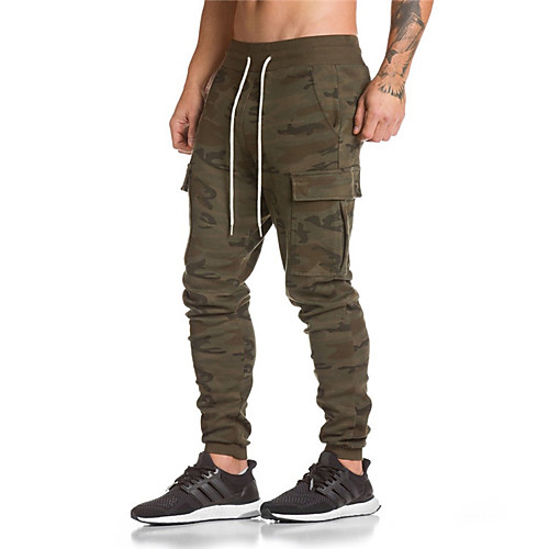 

Men's Basic Cotton Daily Sports Sweatpants Tactical Cargo Pants Solid Colored Camo / Camouflage Full Length Black Khaki Rainbow