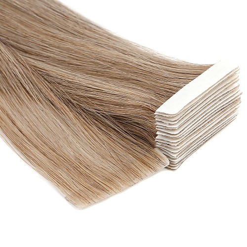 

Neitsi Tape In Human Hair Extensions Straight Remy Human Hair Human Hair Extensions Brazilian Hair Black Blonde 1pcs Odor Free Hand Made Light Colours Women's Medium Golden Brown / 100% Hand Tied