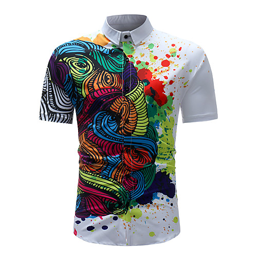 

Men's Shirt 3D Print Graphic Short Sleeve Daily Tops Rainbow