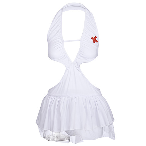 

Women's Sexy Babydoll & Slips / Uniforms & Cheongsams / Suits Nightwear - Backless, Cosplay Costumes Solid Colored White One-Size / Deep V