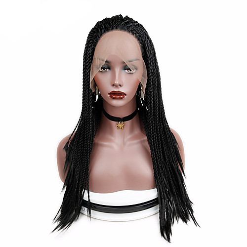 

Synthetic Lace Front Wig Straight Middle Part Lace Front Wig Medium Length Long Natural Black Synthetic Hair Women's New Arrival Hot Sale Faux Locs Wig Black
