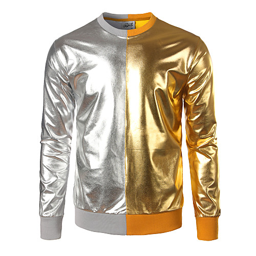 

Men's Sweatshirt Zip Up Hoodie Color Block Round Neck Going out Birthday Basic Streetwear Hoodies Sweatshirts Long Sleeve Silver / Spring