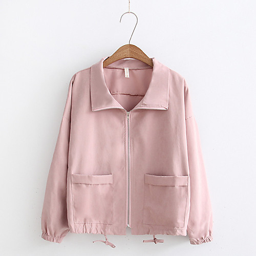 

Women's Solid Colored Basic Fall Jacket Regular Daily Long Sleeve Cotton Coat Tops Blue
