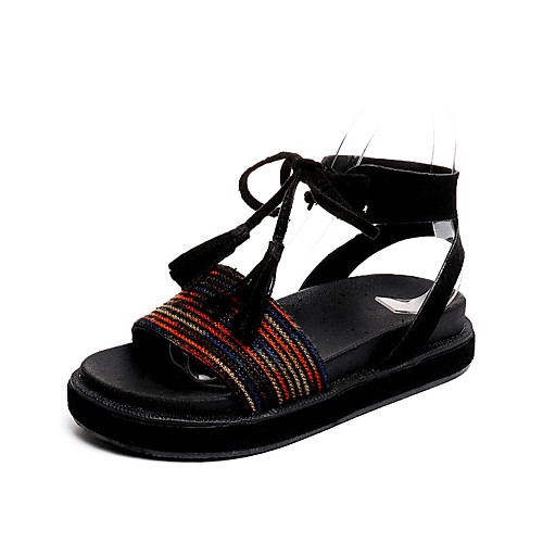 

Women's Sandals Flat Sandals Tassel Shoes Flat Heel Round Toe Comfort PU Solid Colored Summer Blue Orange