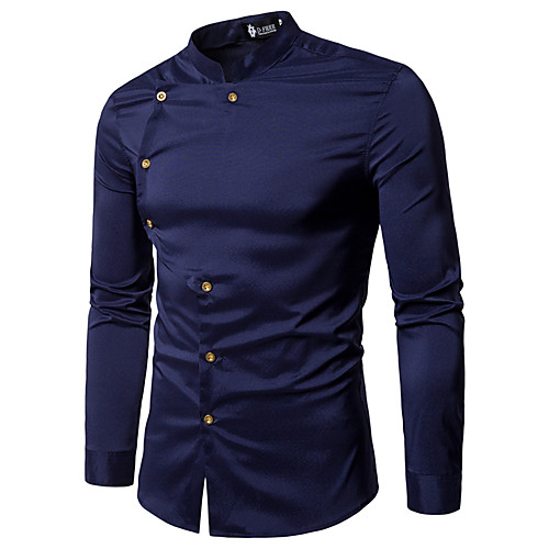 

Men's Shirt Solid Colored Patchwork Long Sleeve Daily Tops Cotton Basic Streetwear White Black Red