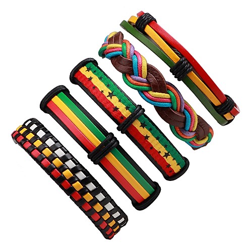 

5pcs Leather Bracelet Stack Fashion Leather Bracelet Jewelry Rainbow For Ceremony Street