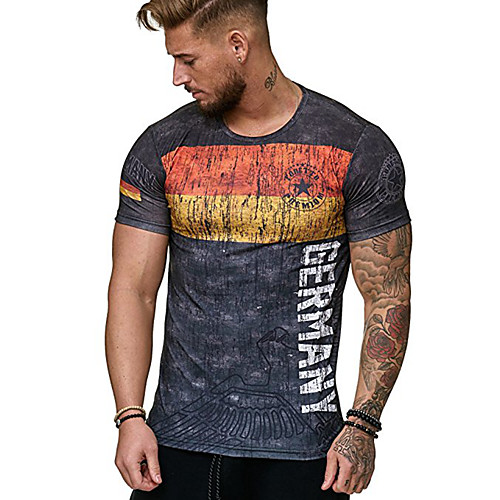 

Men's T shirt Letter Plus Size Print Short Sleeve Daily Tops Cotton Streetwear Dark Gray