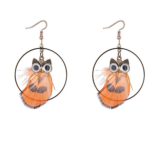 

Synthetic Tanzanite Drop Earrings Feather Ladies Vintage Cartoon Oversized Feather Earrings Jewelry Yellow / Red / Green For Street Birthday
