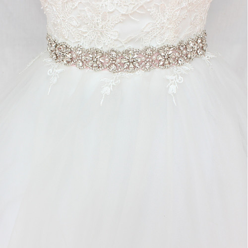 

Satin / Tulle Wedding / Party / Evening Sash With Imitation Pearl / Crystals / Rhinestones Women's Sashes