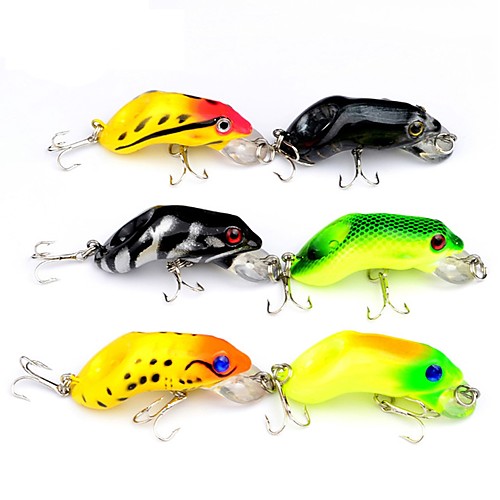 

6 pcs Fishing Lures Hard Bait Frog Outdoor Sinking Bass Trout Pike Bait Casting Lure Fishing General Fishing Plastic