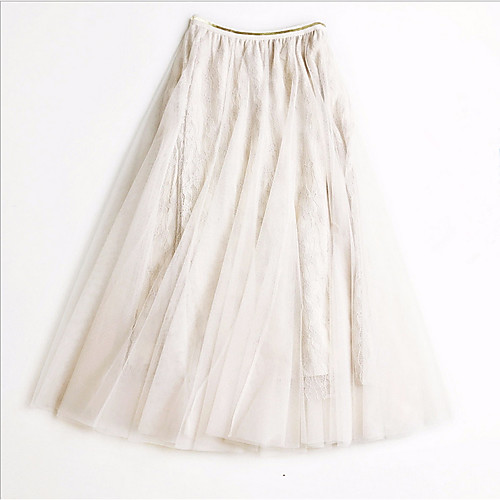 

Women's Daily Going out Cute Active Tutus Swing Skirts Solid Colored Mesh Tulle Long Low Waist Black Blushing Pink Beige