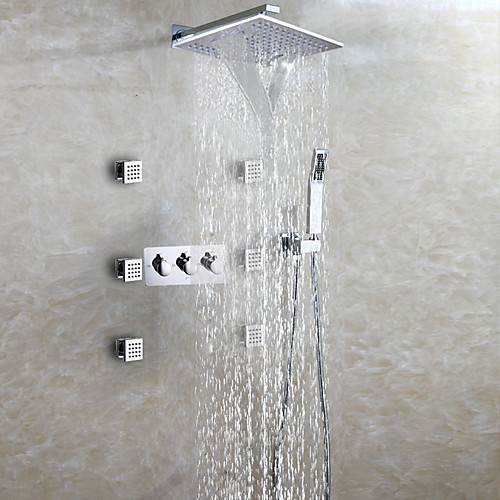 

Shower Faucet - Contemporary Chrome Wall Mounted Ceramic Valve / Brass