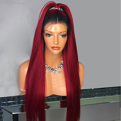 

Synthetic Lace Front Wig Straight Minaj Side Part Lace Front Wig Burgundy Long Black / Burgundy Synthetic Hair Women's with Baby Hair Heat Resistant Ombre Hair Burgundy Modernfairy Hair