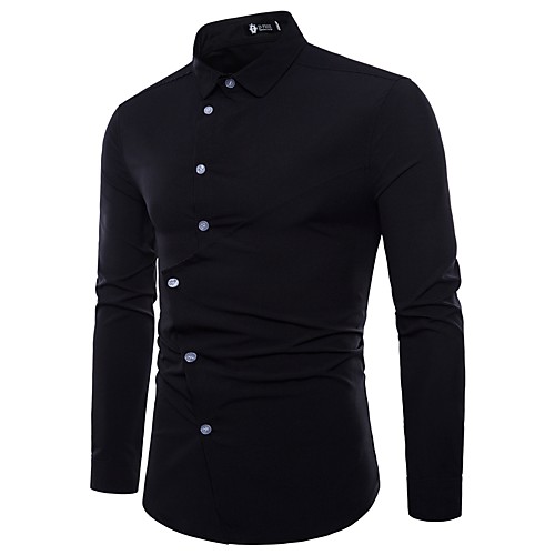 

Men's Shirt Solid Colored Patchwork Long Sleeve Daily Tops Cotton Business Exaggerated White Black Red