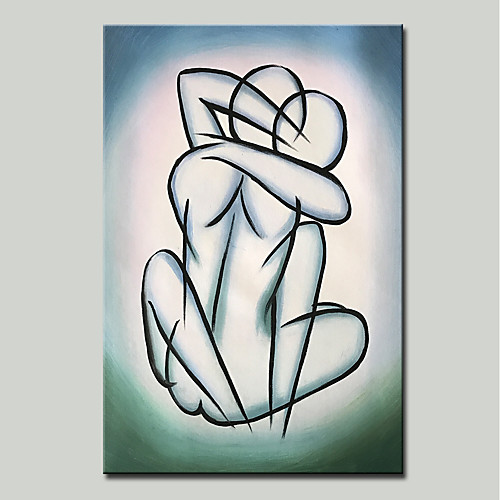 

Oil Painting Hand Painted Vertical Abstract People Modern Stretched Canvas