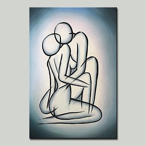 

Oil Painting Hand Painted Vertical Abstract People Modern Stretched Canvas