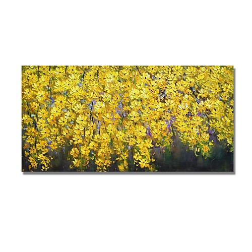 

Oil Painting Hand Painted Horizontal Abstract Floral / Botanical Comtemporary Modern Stretched Canvas